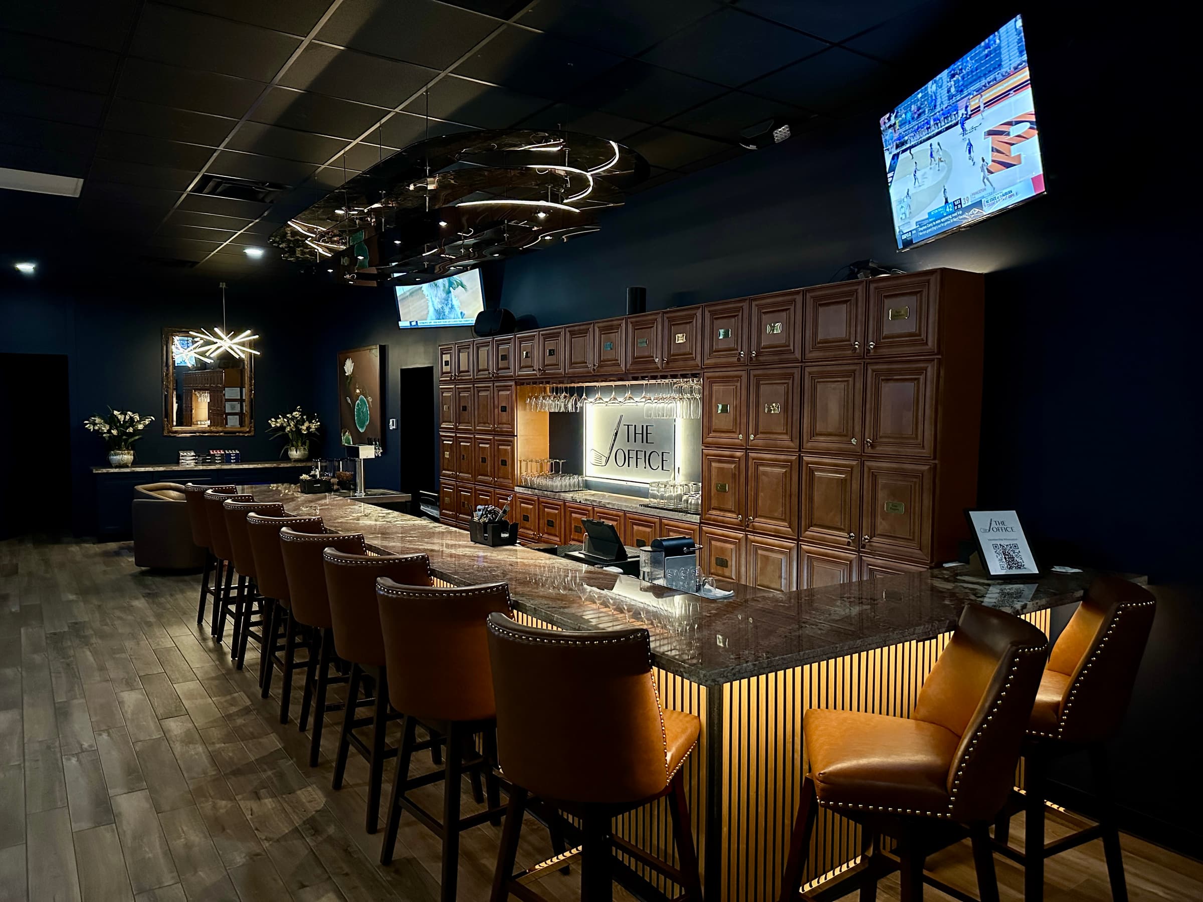 The Office private bar and bottle cabinets in North Palm Beach