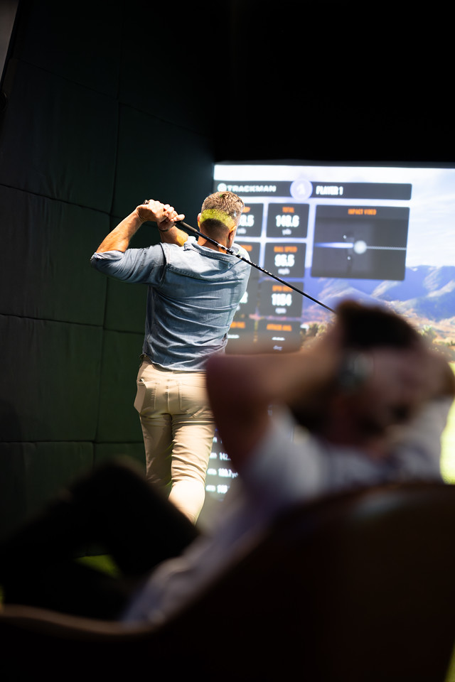 The Office TrackMan simulator bay